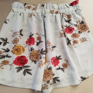 Light Blue Floral Shorts